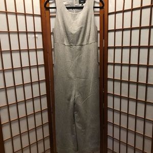 Beth Light Gray Fully Lined Wool Sleeveless Wide-leg Jumpsuit with Pockets S